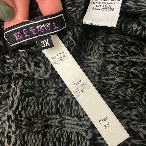 Effeci Woman Plus Size Longline Sweater 3X Charcoal Black - Picture 5 of 10